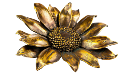 Solid bronze sunflower on transparent background
