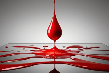 Intense Red Paint Drop Isolated on Clear Canvas for Dynamic Abstract Design