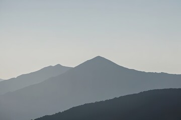 Isolated Mountain Ridge Silhouette on Clean White Background