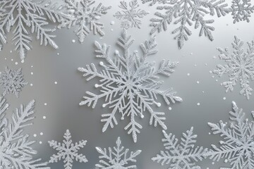 Elegant Winter Celebrations with Shimmering Snowflakes on Silver Background