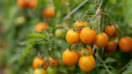 Close up of fresh orange tomatoes background