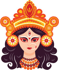 Hindu Goddess Durga Vector Illustration With For Navratri Celebration