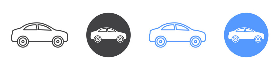 Car Icon flat line symbol set.