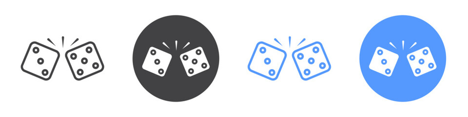 Dice Icon flat line symbol set.