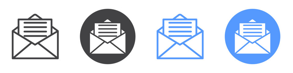 Envelope icon flat line symbol set.