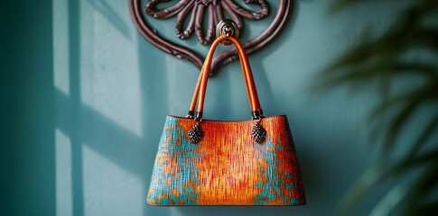 Stylish Orange and Turquoise Handbag