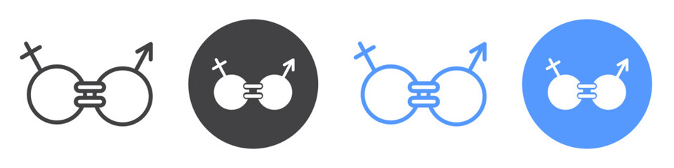 Gender equality icon flat line symbol set.