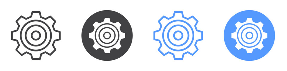 Gear icon flat line symbol set.