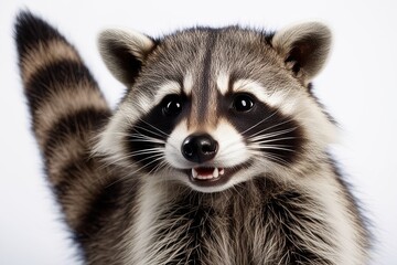 Obraz premium Adorable Raccoon Winking Against a Bright White Background