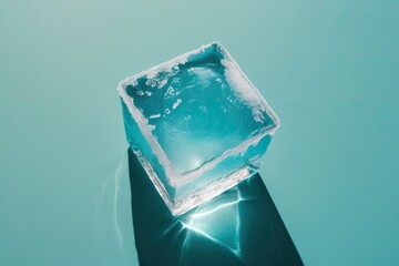 Cool Ice Cube Isolated on Transparent Background for Refreshing Beverages