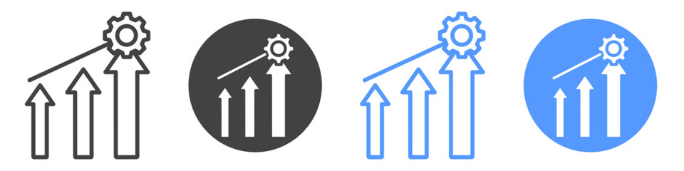 Improvement growth icon flat line symbol set.