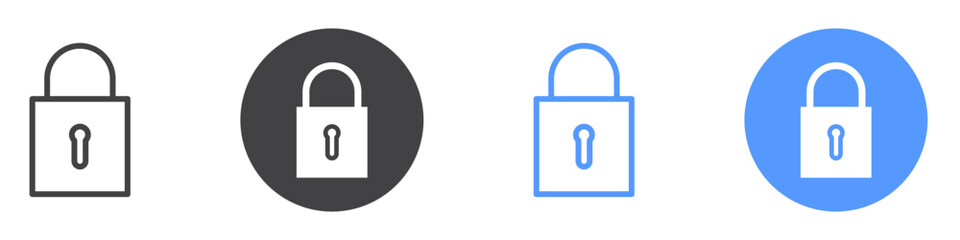 Lock icon flat line symbol set.