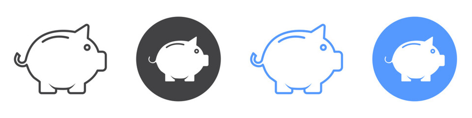 Piggy bank icon flat line symbol set.