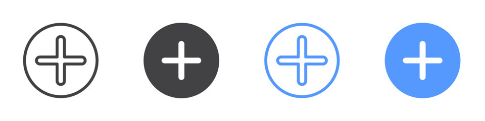 Obraz premium Plus icon flat line symbol set.