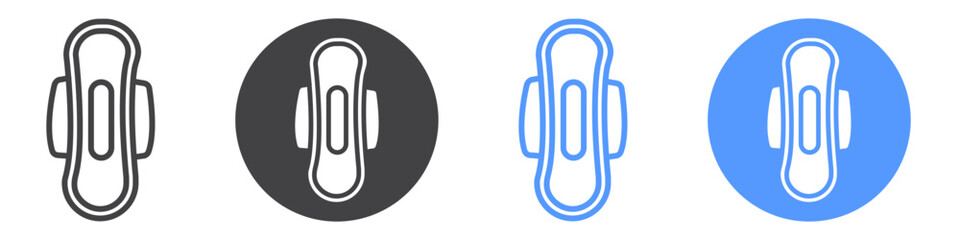 Sanitary pad icon flat line symbol set.