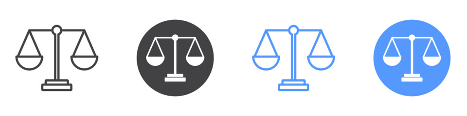 Scale icon flat line symbol set.