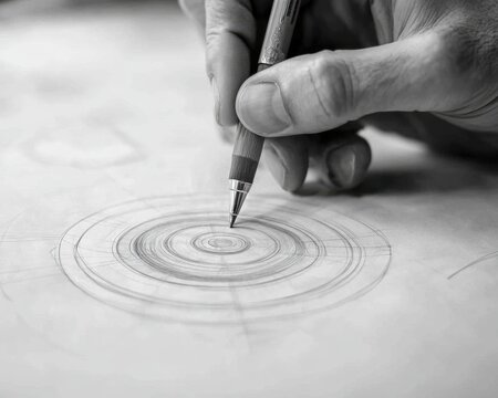 Creative Logo Evolution: Minimalist Designer Sketching Sophisticated Variations on a Notebook