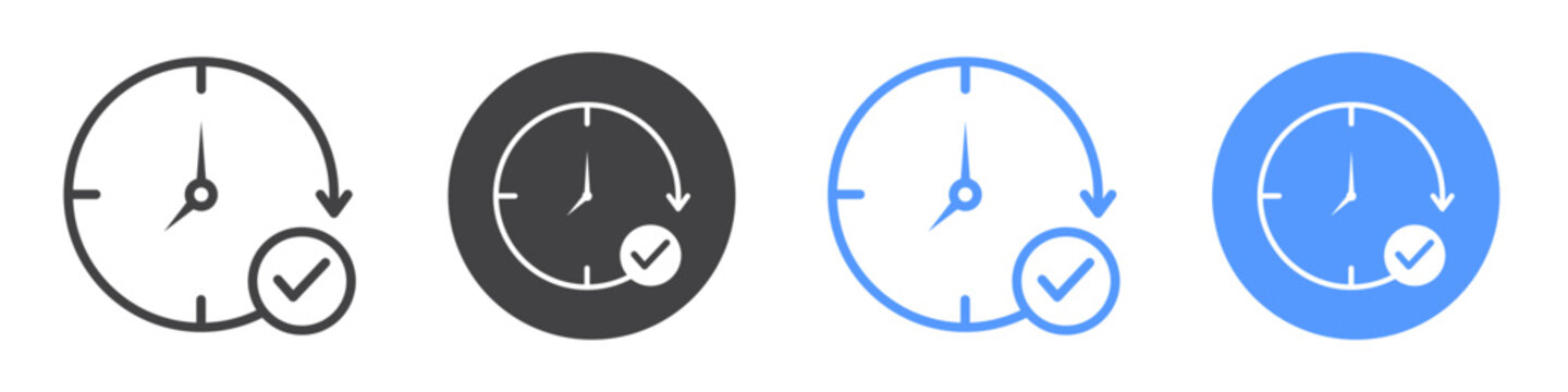 Save time icon flat line symbol set.