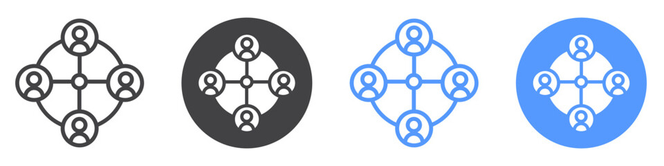 Stakeholders icon flat line symbol set.