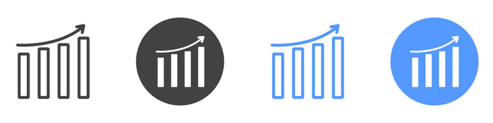 Stats icon flat line symbol set.
