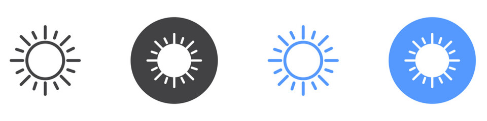 Sun icon flat line symbol set.