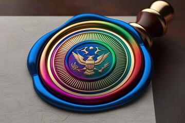 Vibrant 3D Wax Seal Design with Elegant Emblem Features