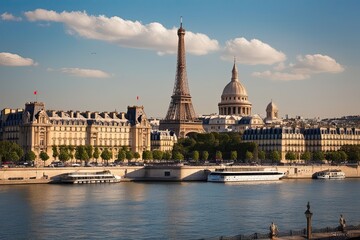 Obraz premium Stunning Paris Landmarks and Architecture Set Against a Serene Background