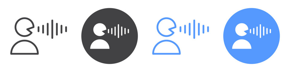 Voice icon flat line symbol set.
