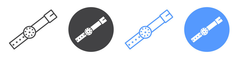 Watch Icon flat line symbol set.