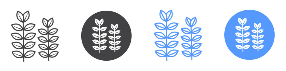 Wheat icon flat line symbol set.