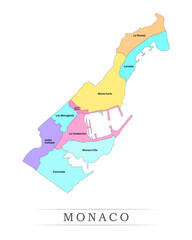 Monaco administrative divisions. Monaco map illustration vector.