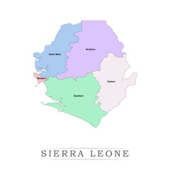 Sierra Leone administrative divisions. Sierra Leone map illustration vector.