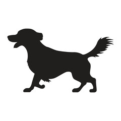 This is a simple black and white illustration of a dog silhouette.