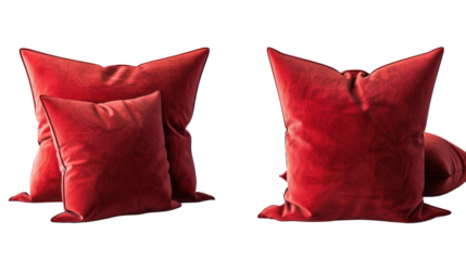 Red pillows on transparent background