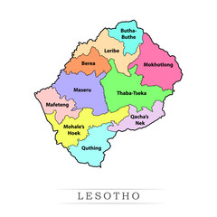 Lesotho administrative divisions. Lesotho map illustration vector.