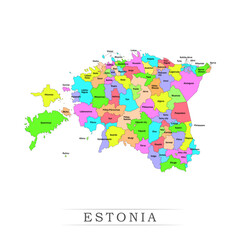 Estonia administrative divisions. Estonia map illustration vector.