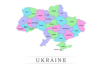 Ukraine administrative divisions. Ukraine map illustration vector.