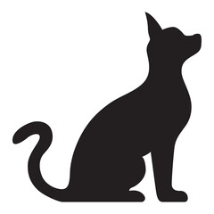This is a simple black and white illustration of a cat silhouette.