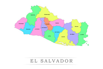 El Salvador administrative divisions. El Salvador map illustration vector.