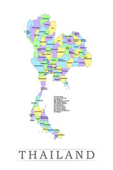 Thailand administrative divisions. Thailand map illustration vector.