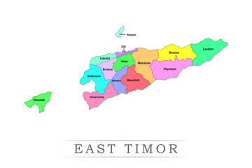 East timor administrative divisions. East timor map illustration vector.