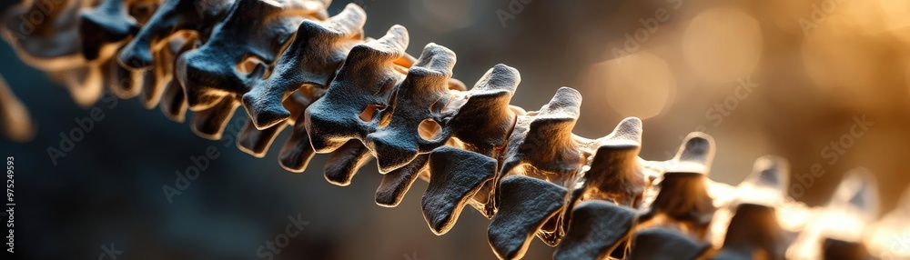 Aufkleber detailed close-up of a vertebral column displaying unique textures and lighting, ideal for anatomica