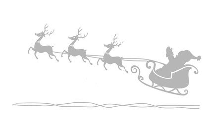 Santa Claus in Sleigh with reindeer silhouette