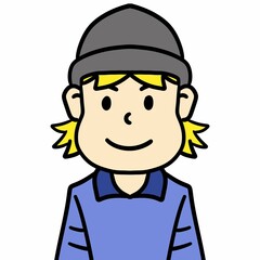 boy with a hat and a sweater, illustration, on a white background