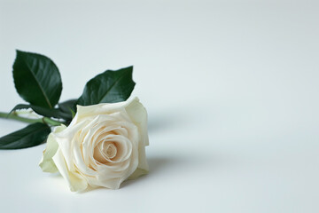 Fototapeta premium Single Rose on Clean Solid Background