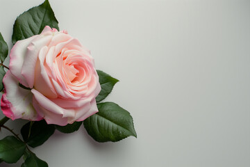 Fototapeta premium Single Rose on Clean Solid Background