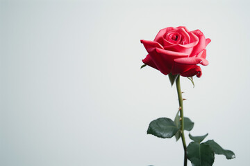 Fototapeta premium Single Rose on Clean Solid Background