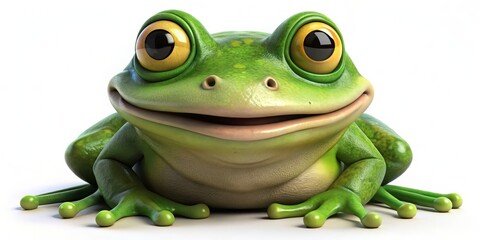 Obraz premium A goofy cartoon frog sports bulging peepers that practically fall out of its face, a ridiculously wide grin,