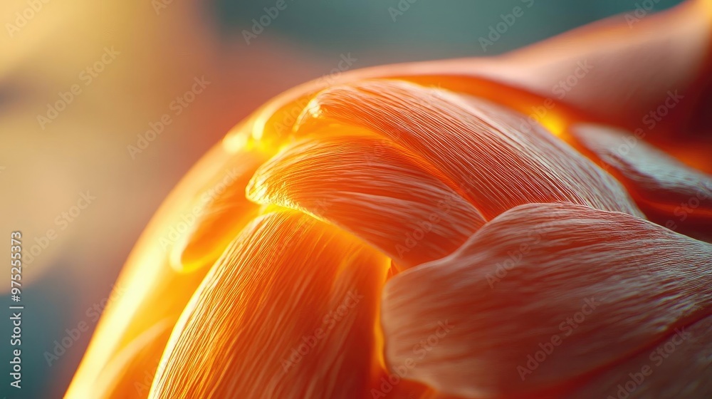Poster A close-up view of delicate, flowing textures, highlighting the interplay of light and color in a vibrant, soft form.
