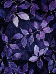 Watercolor Purple Vines on Black Background